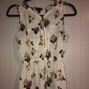 Floral Top with Gold Zipper